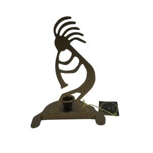 Kokopelli Metal Flute Player Figurine Candle Holder Decor 8" x 6.5" New With Tag